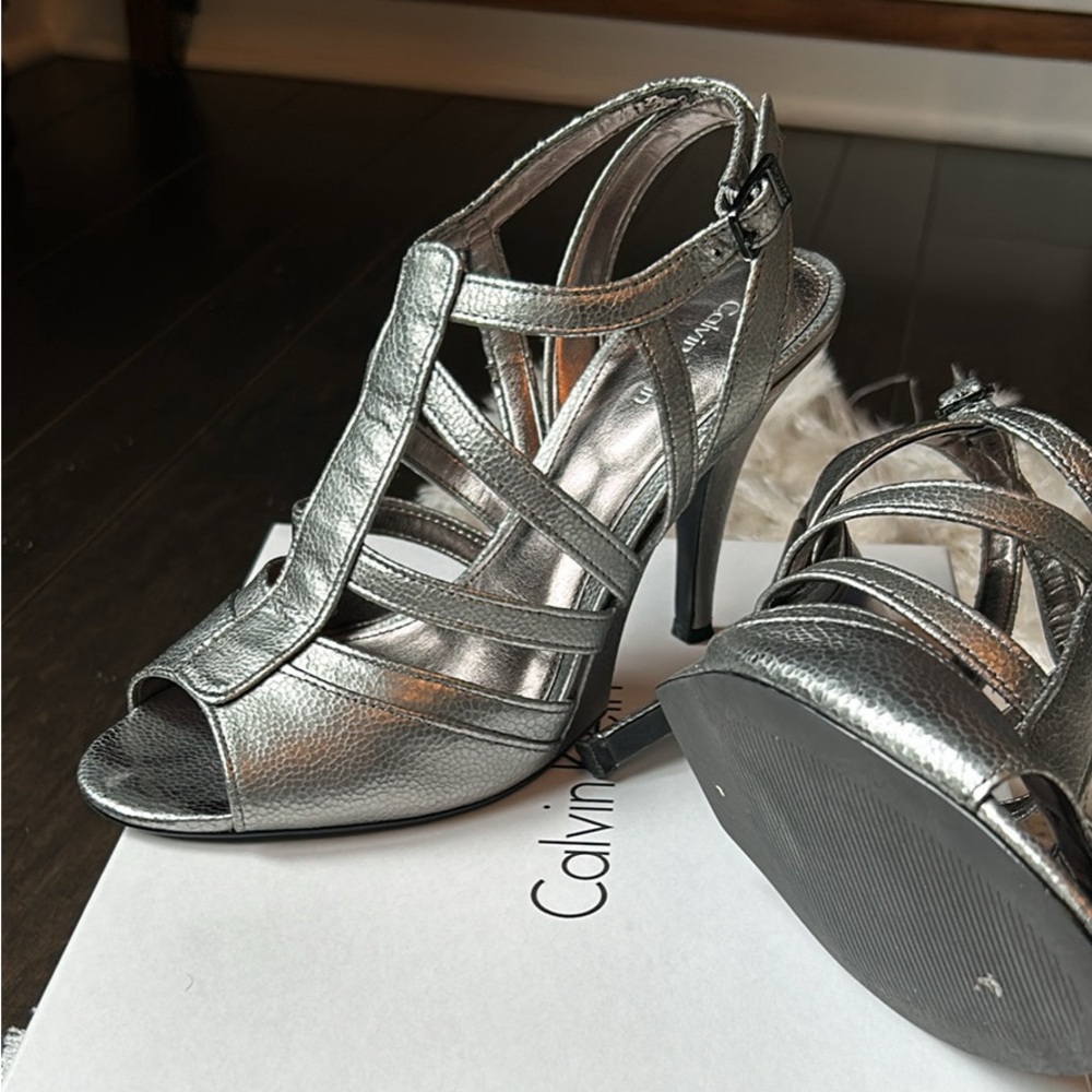 Calvin Klein silver heels